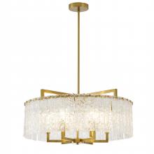 Bethel International Canada ZP137C24BR - 6-Light Brass Chandelier With Hanging Clear Rippled Glass